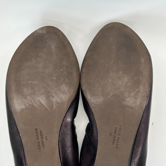 Vera Wang Deep Metallic Purple Peep Toe Flats - Picture 6 of 8